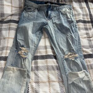 Jordan Craig Light Blue Distressed Slim Straight Jeans